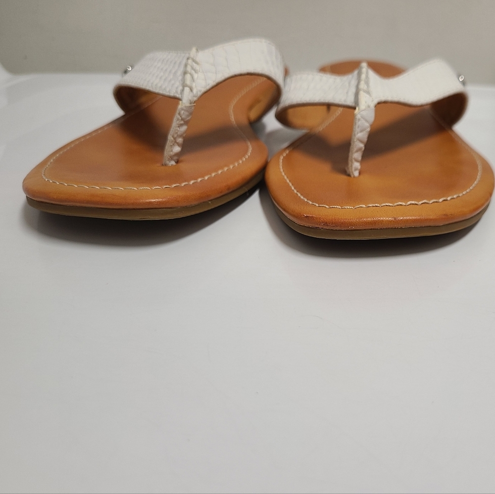 UGG Tuolumne White Snakeskin Embossed Leather Flip Flop Sandals Sz 9½ - Picture 7 of 11